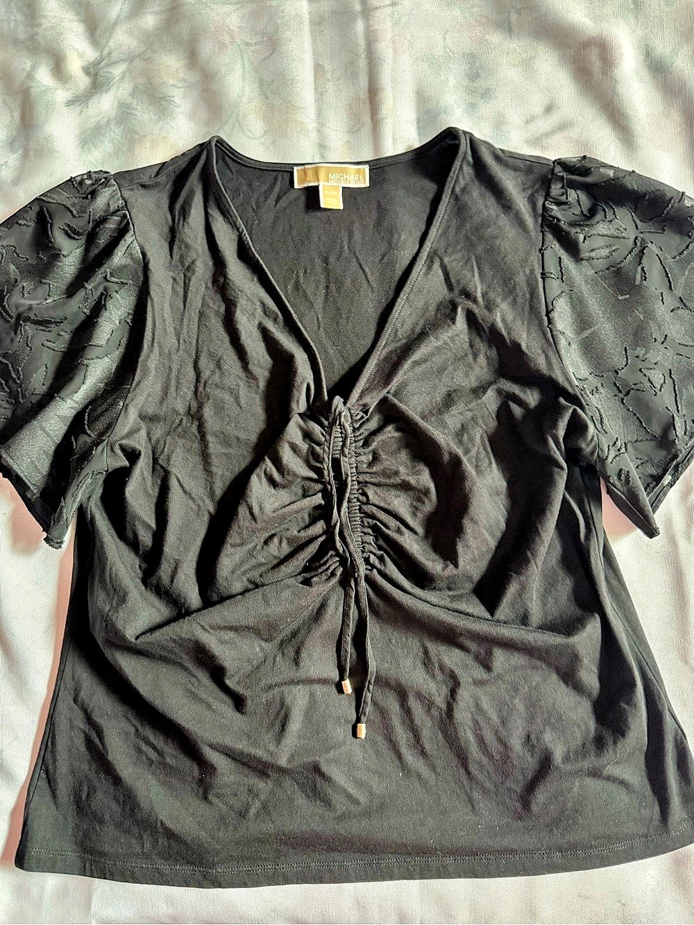 Michael Kors Ruched Front Blouse in Black Size XL Like New
